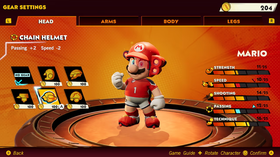 Mario Strikers Battle League Gear