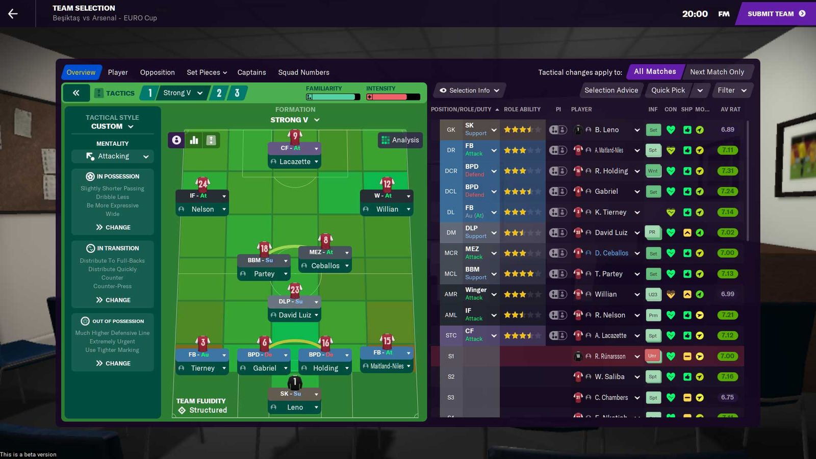 pre-match tactics in Football Manager 2021