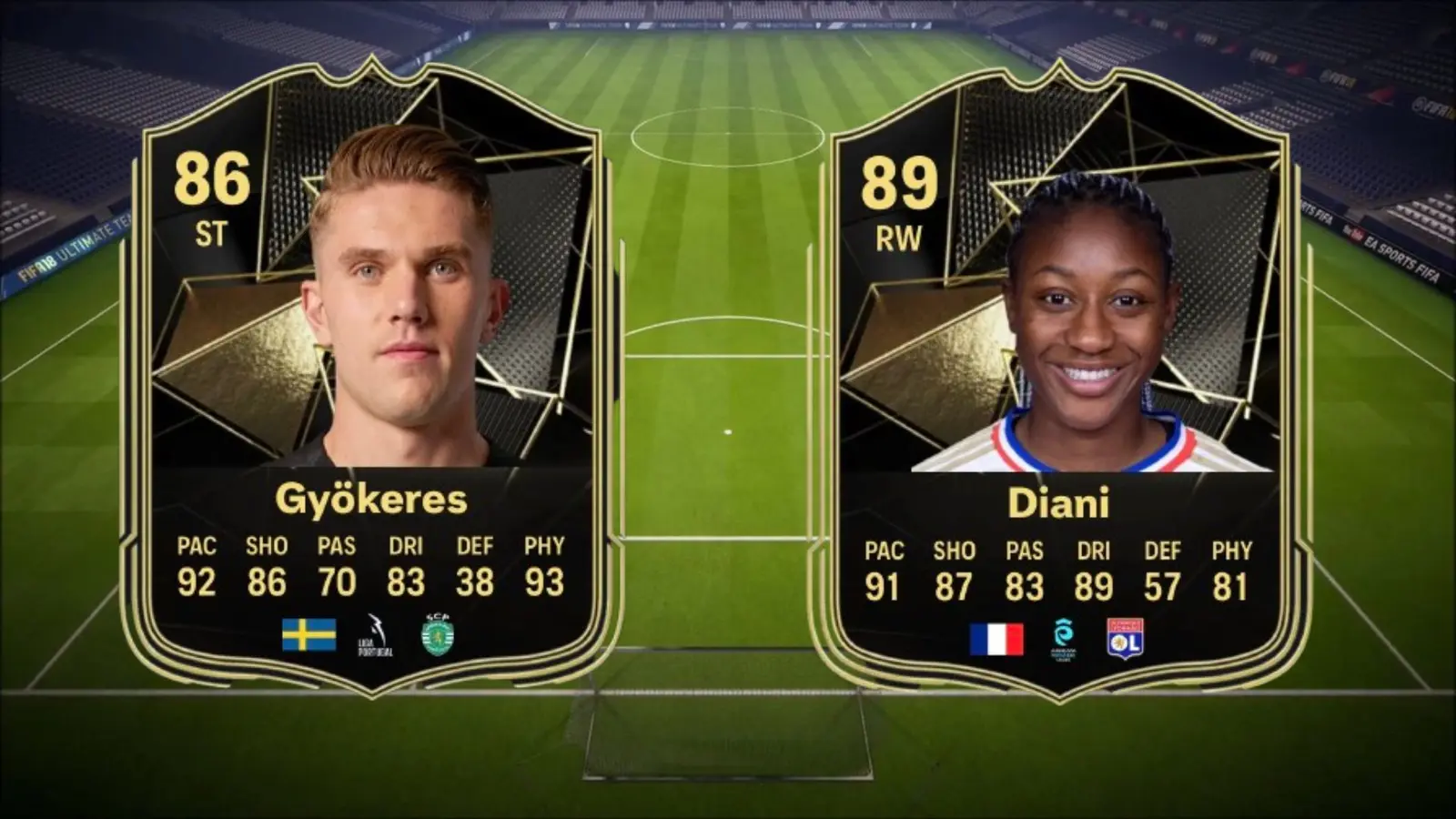 FC 25 TOTW 8 Gyökeres and Diani cards