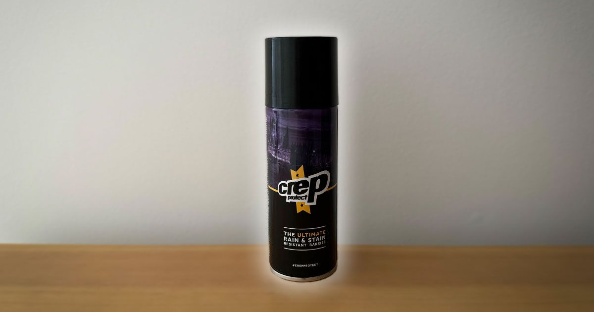 A black and purple spray can featuring black, white, and yellow Crep Protect branding.