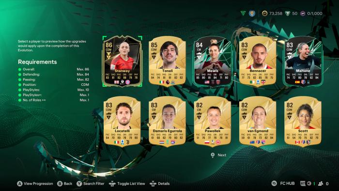 EA FC 25 Evolution Players Menu