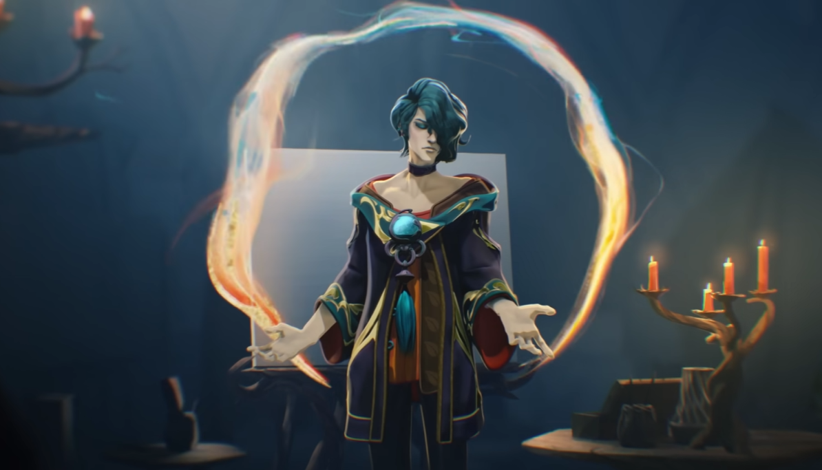 A screenshot of Hwei from the "Hwei: The Visionary | Champion Trailer - League of Legends" YouTube video.