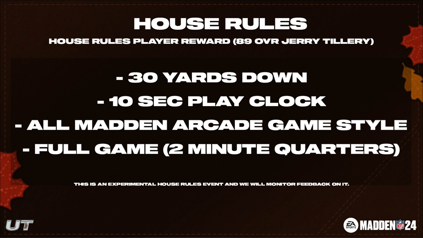 Madden 24 Harvest program House Rules