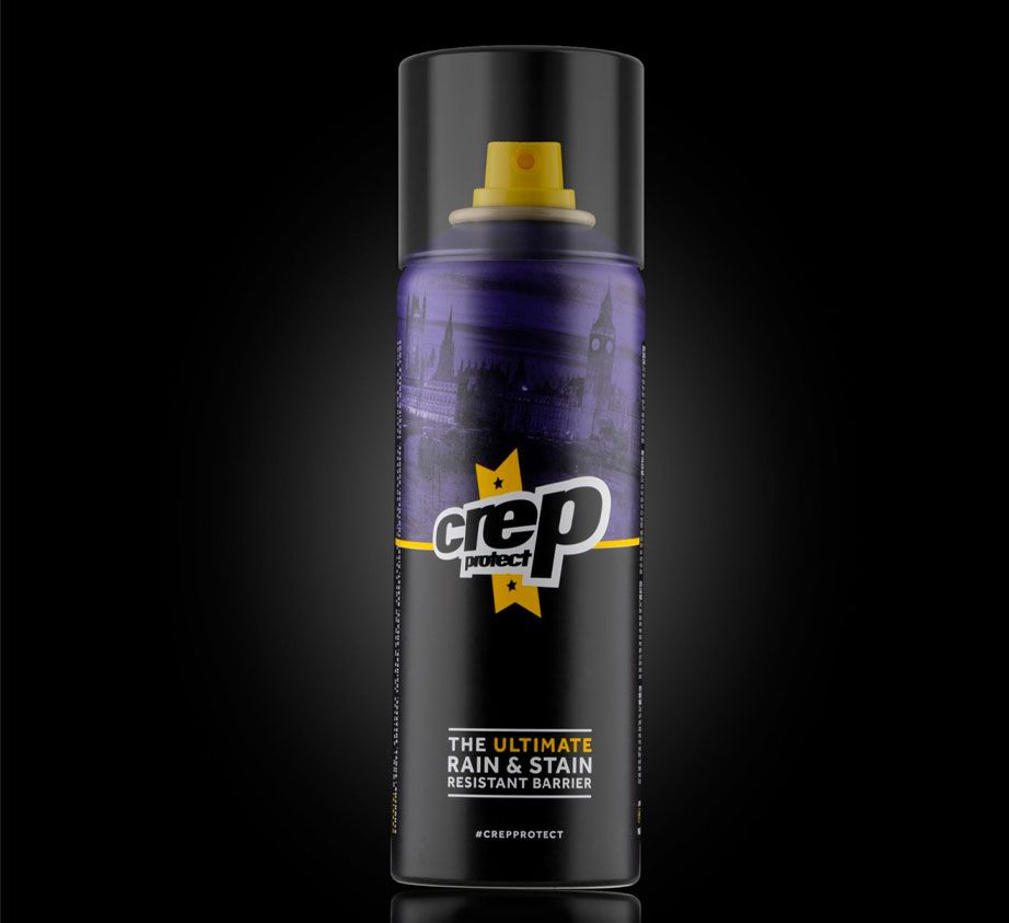 Crep Protect product image of a purple and black spray can with yellow details.