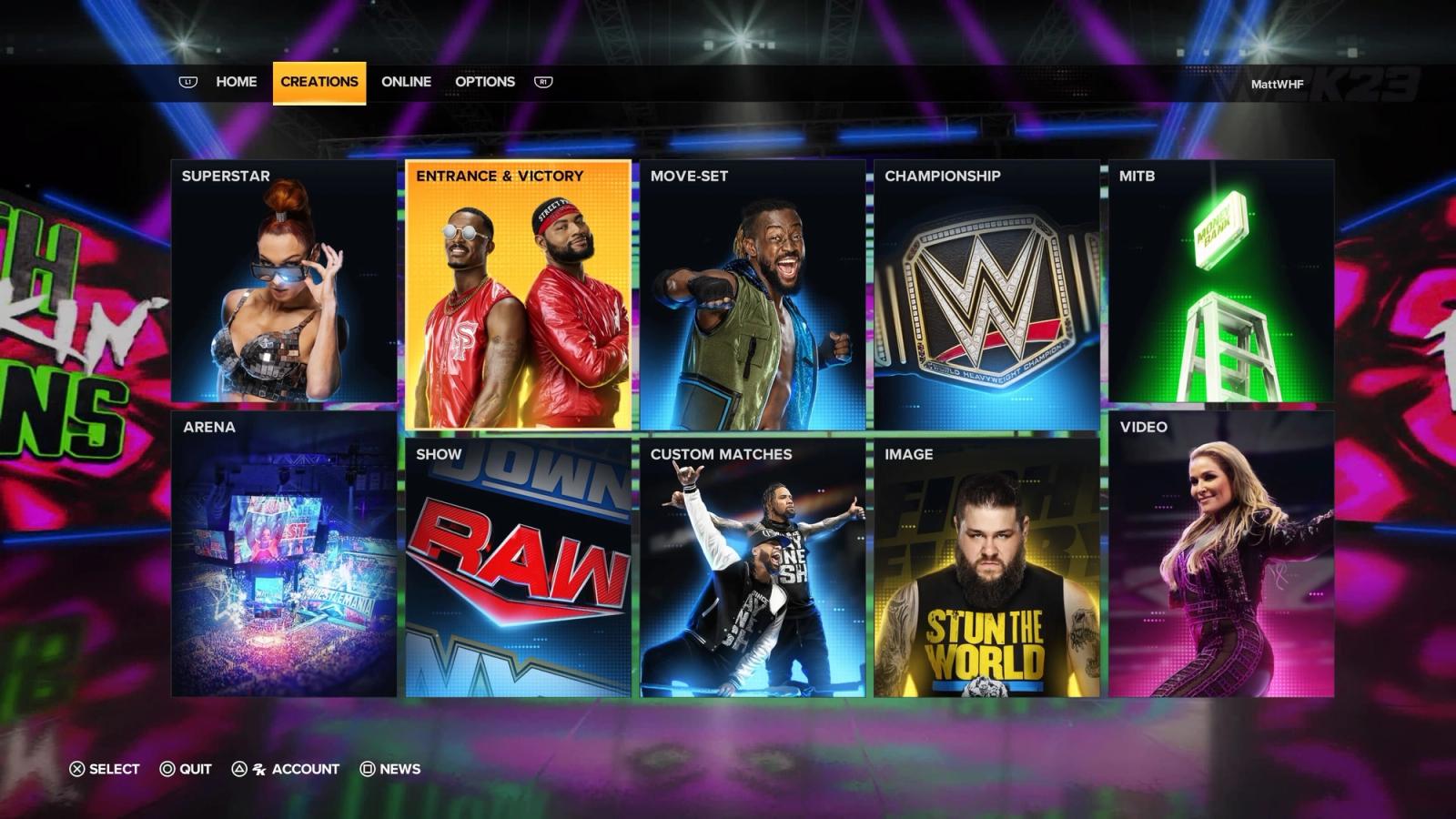 WWE 2K23 Main Menu