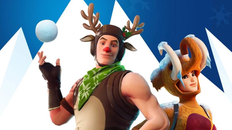 The characters of Fortnite celebrating Christmas