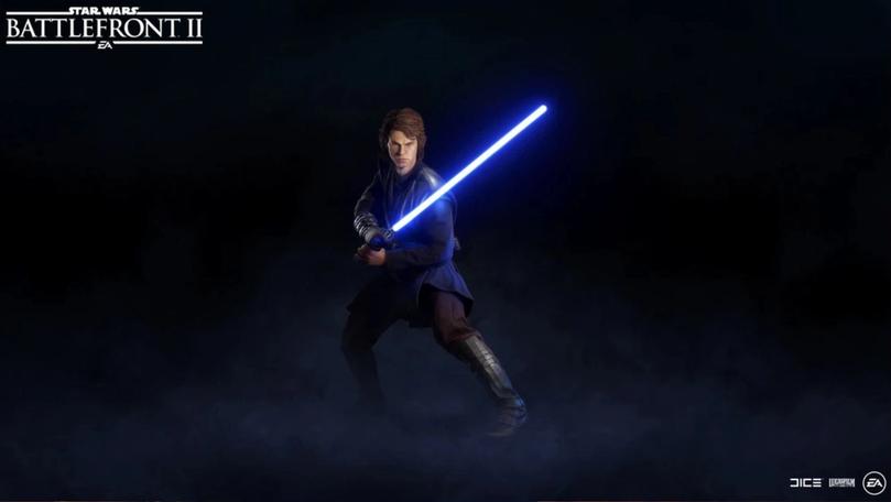 Anakin Skywalker holding a Lightsaber