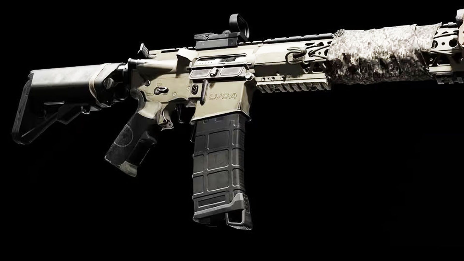 Image of XDefiant LVOA-C assault rifle on a black background
