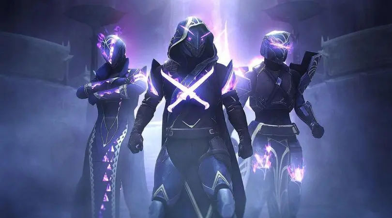 three guardians from destiny 2 standing next to each other