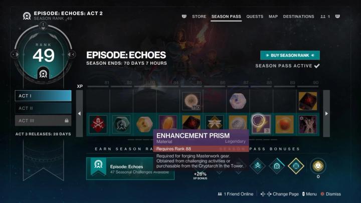 A screenshot of the season pass tab in destiny 2 .