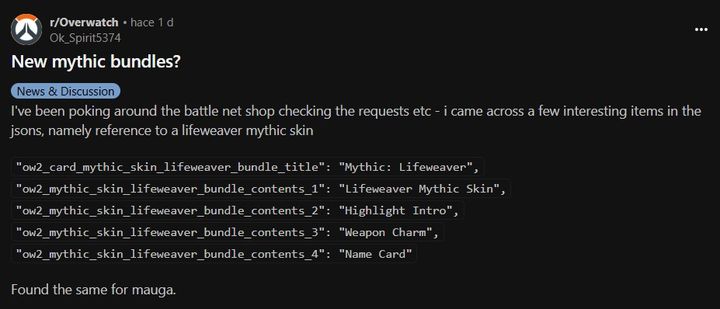 Overwatch 2 Lifeweaver Mauga mythic leaks