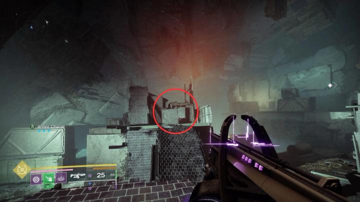 A screenshot showing the location of Golden Age technology in the Rift Lost Sector in Destiny 2.