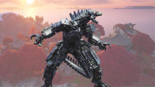 Mecha Godzilla with the Fortnite Chapter 6 Season 1 map in the background