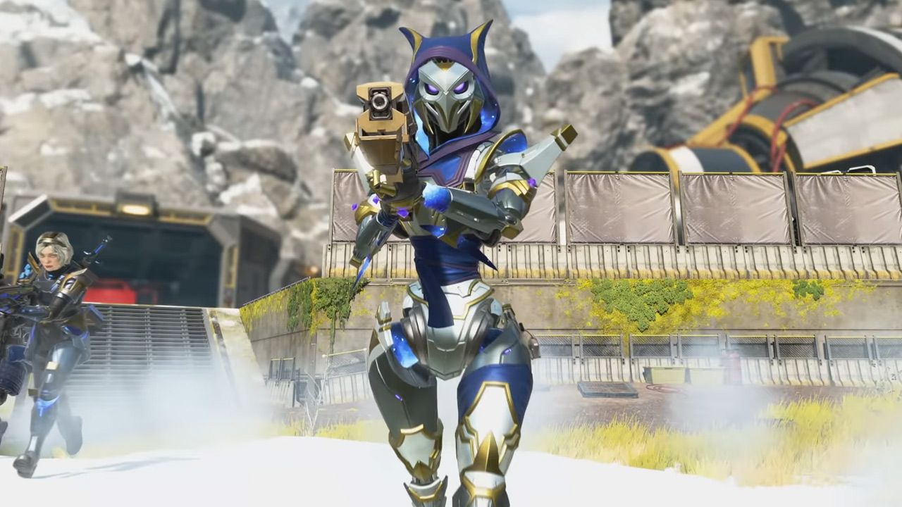 Ash from Apex Legends walking and aiming with a gun