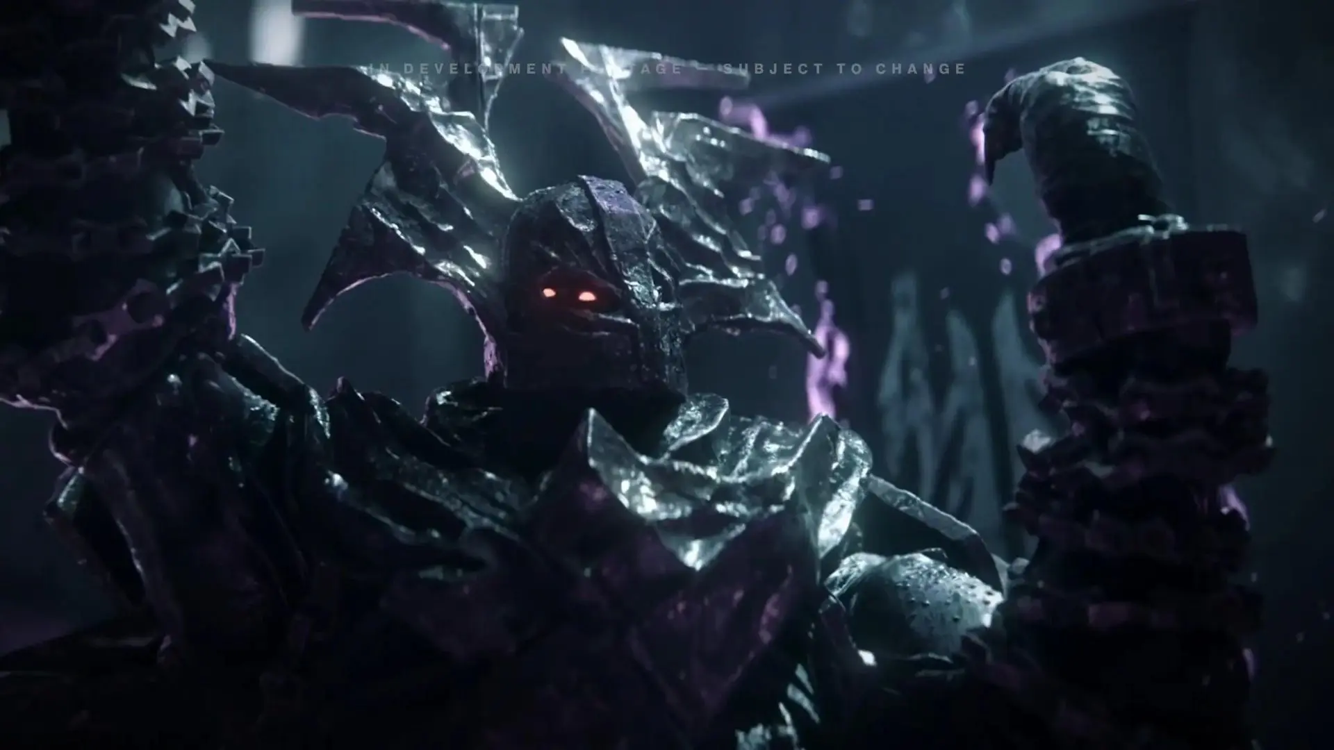 A human-like alien figure in Destiny 2 wearing a massive helmet with several spikes