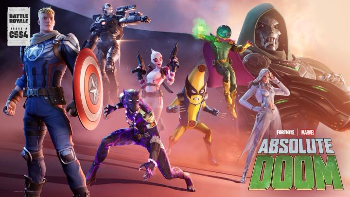 The Fortnite Chapter 5 Season 4 key art featuring Doctor Doom, Black Panther, Emma Frost