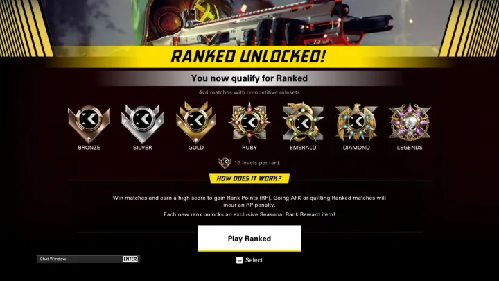 The XDefiant Ranked unlock screen shows all the different ranks you can reach.