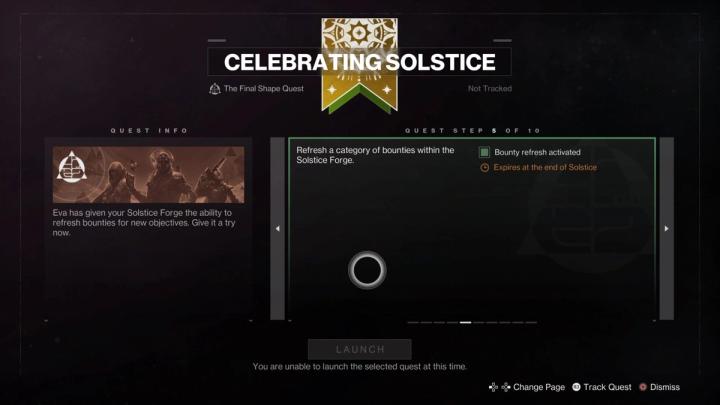 The quest tab in Destiny 2 showcasing the Solstice 2024 event 