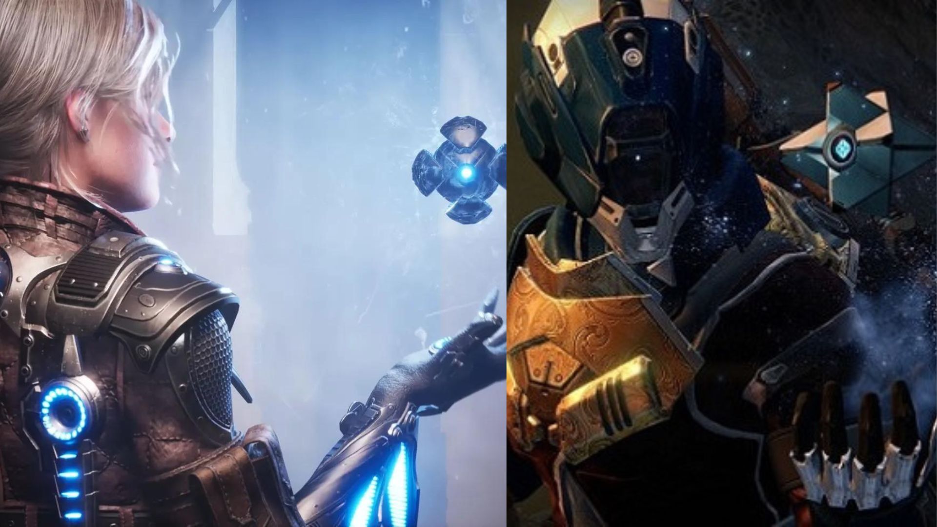 A First Descendant character with an orb next to a Destiny 2 Guardian and a Ghost