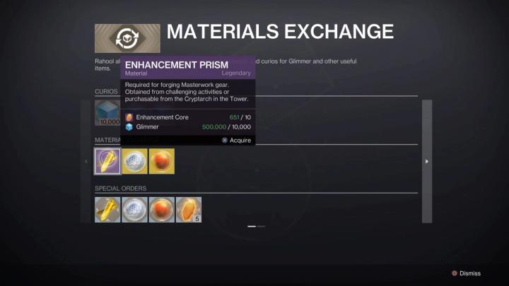 a screenshot of the materials exchange tab with Master Rahool in destiny 2 .