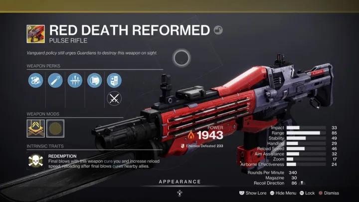 Destiny 2 Red Death Reformed: How to get, catalyst, and perks