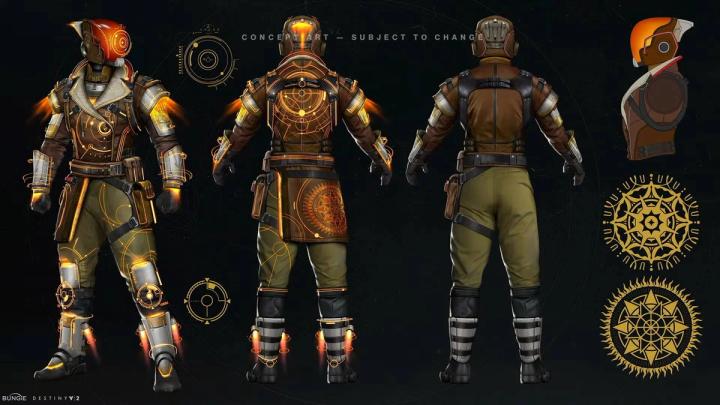 Concept art for the Titan's 2024 Destiny 2 Solstice armor set shows various different angles of the gear pieces.