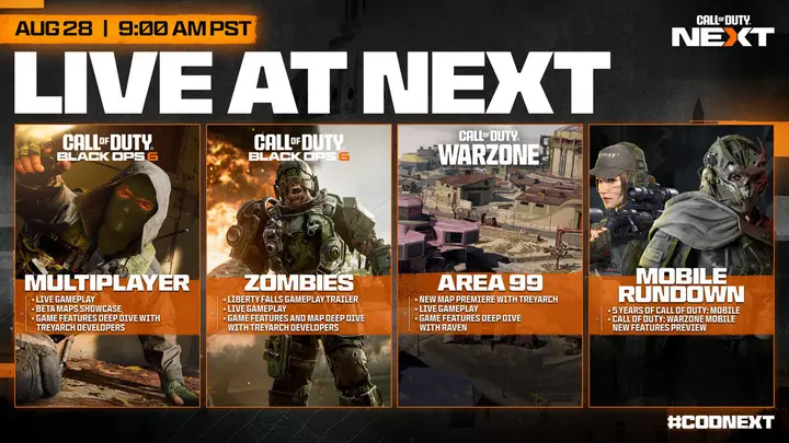 An infographic with all the announcements planned for the COD Next 2024 event.