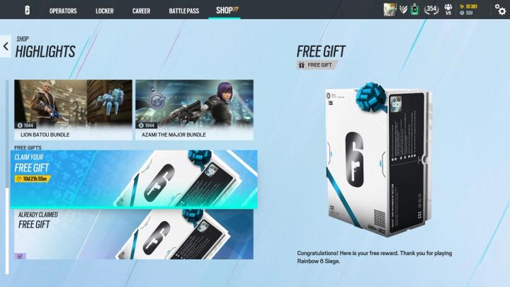 Free Gift Rainbow Six Siege