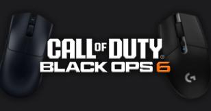 Call of Duty: Black Ops 6 logo in white with the "6" in orange with two black gaming mice behind it.