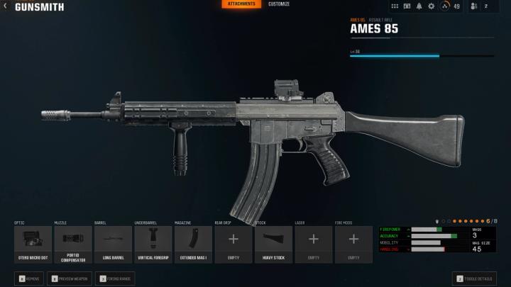 AMES 85 loadout in Black Ops 6