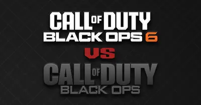 Call of Duty: Black Ops 6 logo in white and black above "vs" in red and a Call of Duty: Black Ops logo in a gradient gray color.