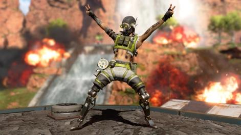 Octane from Apex Legends doing a victory pose