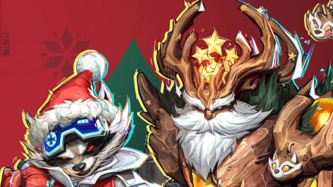 Rocket and Groot in Christmas clothes