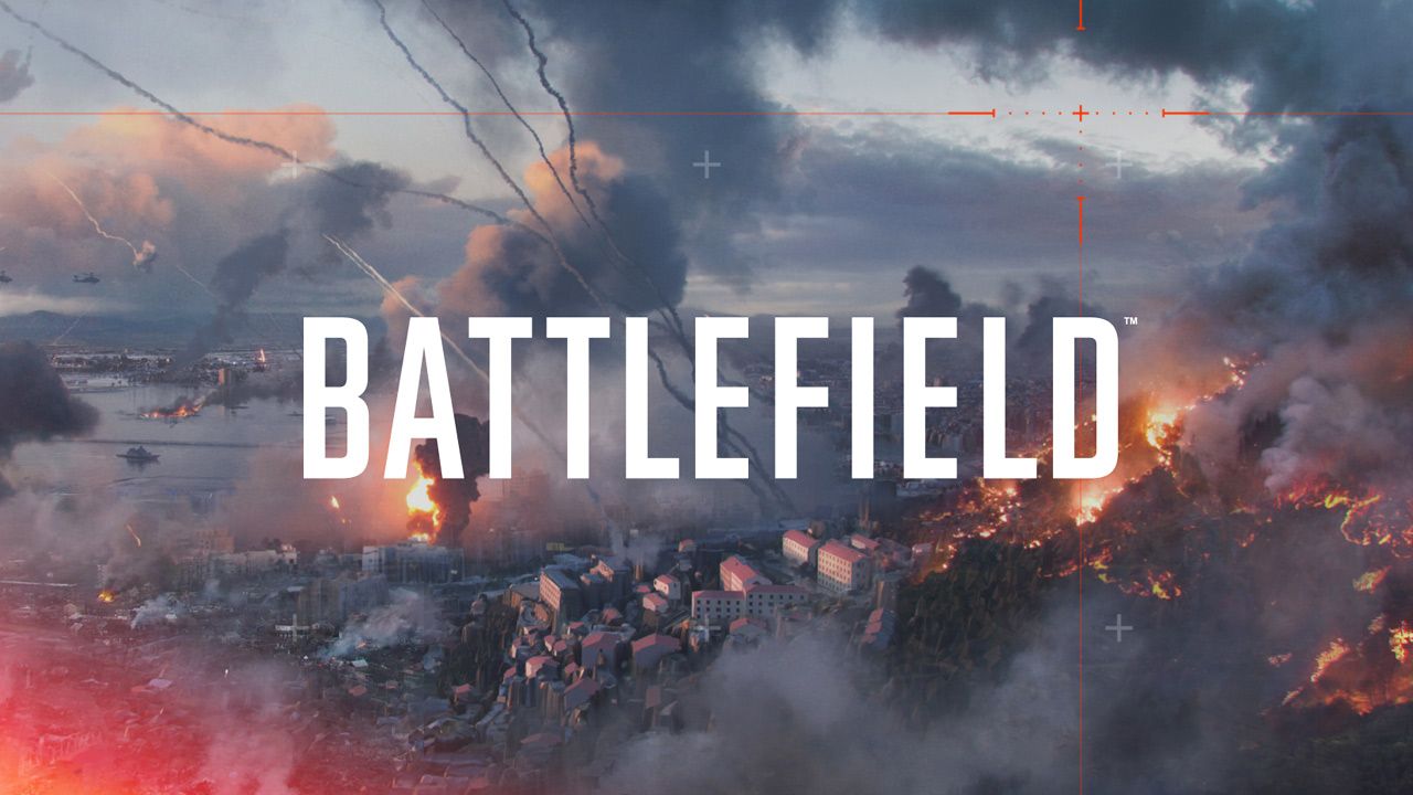 Battlefield logo with a war image as the background