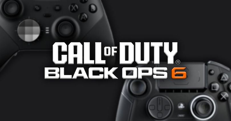 Call of Duty Black Ops 6 in white with the "6" in orange. The logo has two different black controllers behind it.