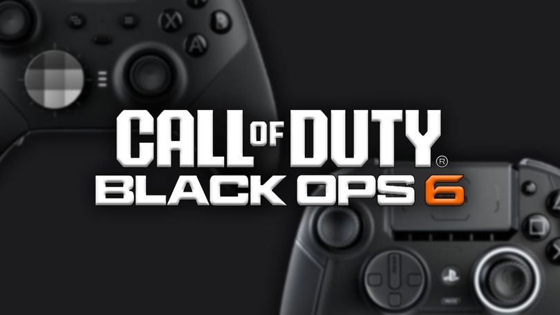 Call of Duty Black Ops 6 in white with the "6" in orange. The logo has two different black controllers behind it.