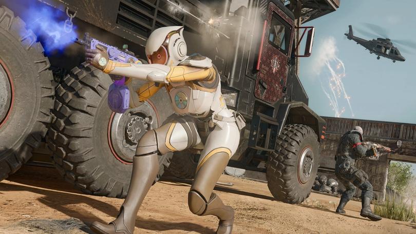 Warzone operators fighting by a truck