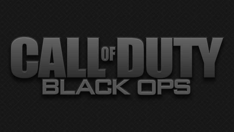 Call of Duty Black Ops logo in a gradient gray color scheme in front of a darker gray background.