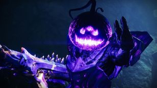 A Destiny 2 enemy wearing a pumpkin mask