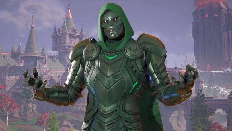A man in a full suit of armor and hood with his arms open