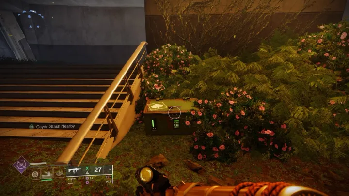 A chest covered by greenery in Destiny 2