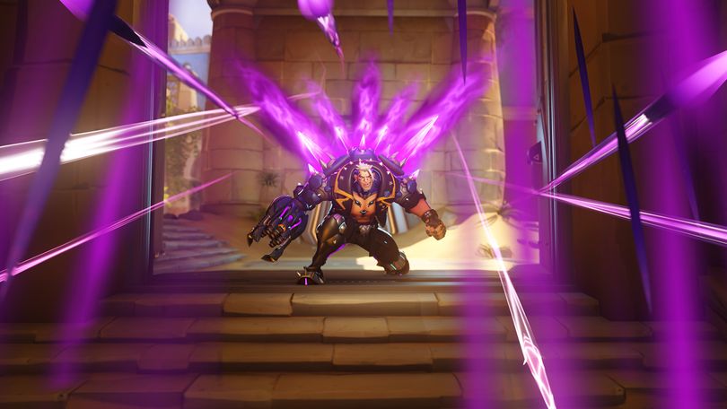 Hazard from Overwatch 2 using his shield