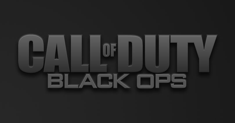 Call of Duty Black Ops logo in a gradient gray color scheme in front of a darker gray background.