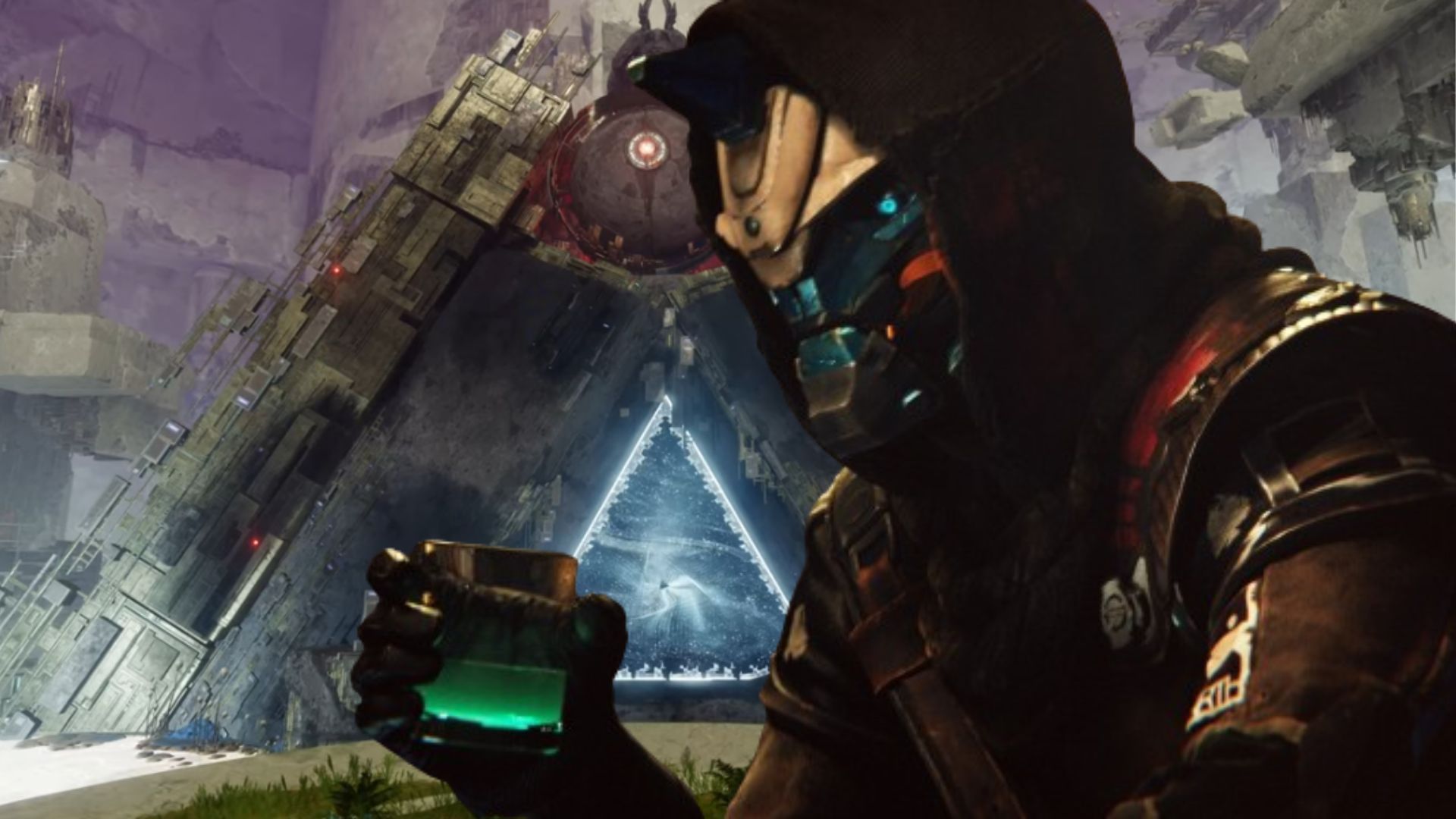 Cayde-6 having a drink looking distraught 