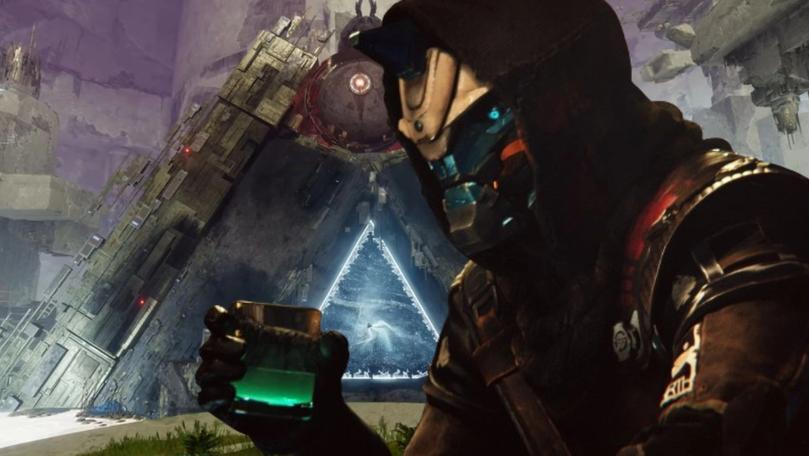 Cayde-6 having a drink looking distraught