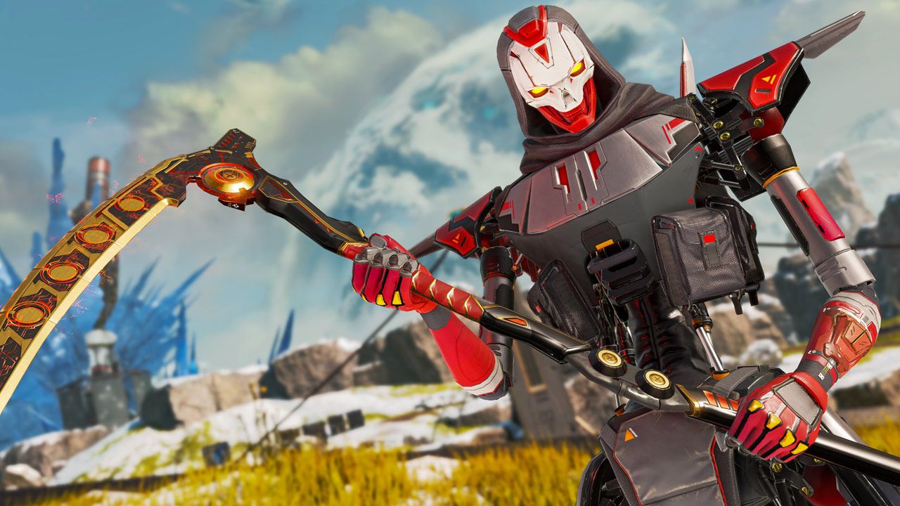 revenant reborn holding his scythe in an apex legends map