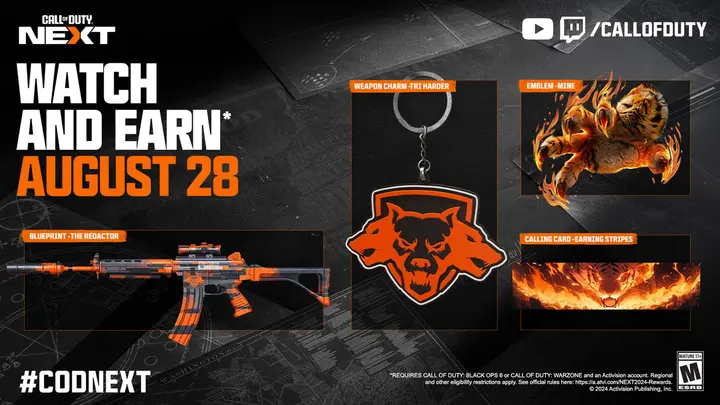 Graphic showing the Black Ops 6 drops available during COD Next 2024