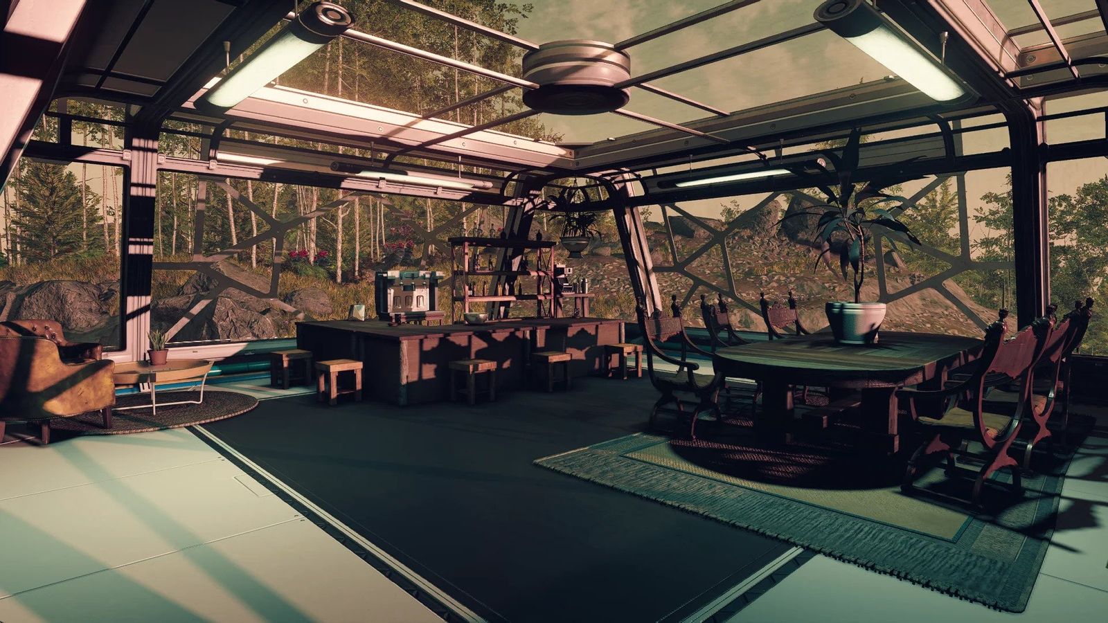 outpost interior looks like a greenhouse