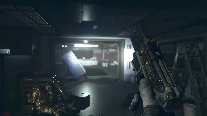In game the player reloads an Eon Pistol