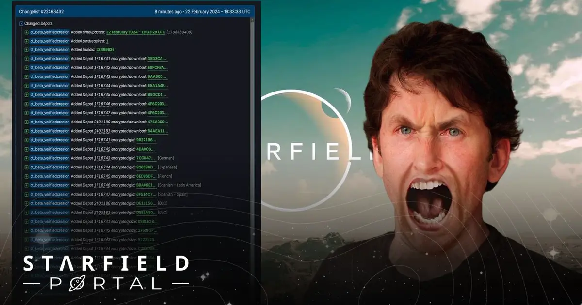 An artificially altered Todd Howard screaming, superimposed on concept art from Starfield.
